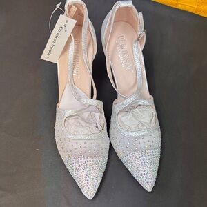 De Blossom Collection size 8 silver synthetic Glittering Silver Heels Sammi-1